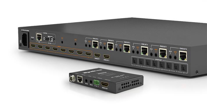 Matrice HDMI - HDbaseT 8x8, IR, RS232, con 8 ricevitori HDbaseT-HDMI - visualizza la scheda